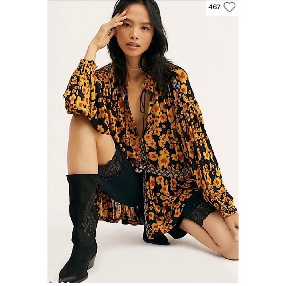 the Free People "Love Letter" Floral Tunic / Mini Dress size M
